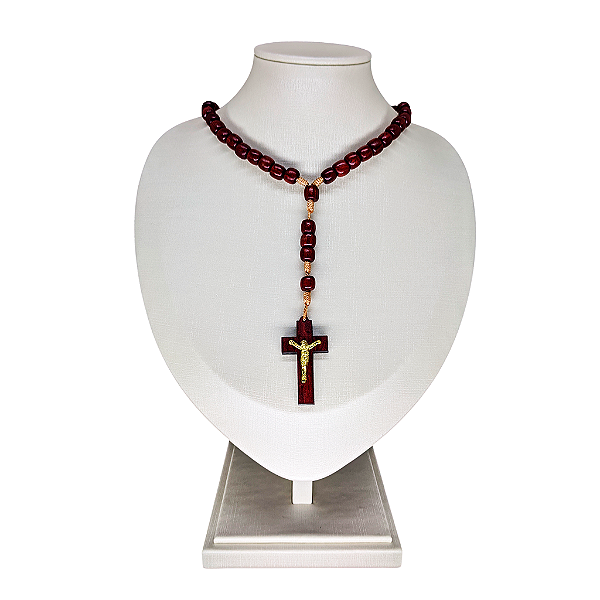 Terço em Madeira Bola 8 com Fecho e Cristo - Pacote com 6 Peças - Cód.: 1651