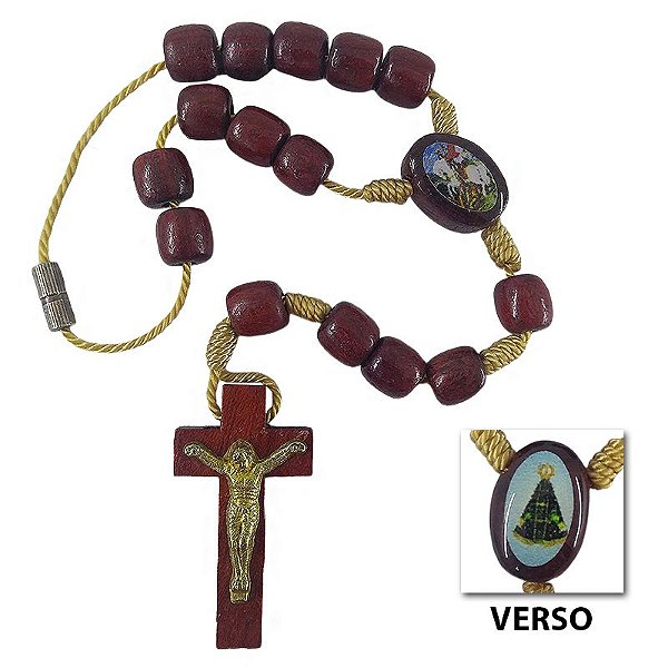 Dezena em Madeira de Nossa Senhora Aparecida e São Jorge - Com Cristo e Fecho - A Dúzia - 0881