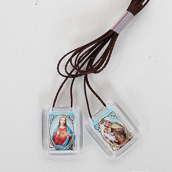 Escapulário em Acrílico - Sagrado Coração de Jesus e Nossa Senhora do Carmo - Pacote com 50 peças - Cód.: 1876
