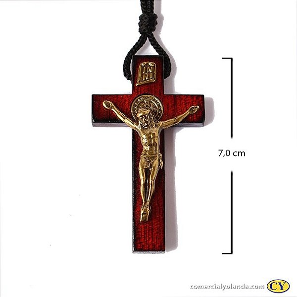 Crucifixo de São Bento no cordão - Pacote com 6 Peças - Cod.: 6495