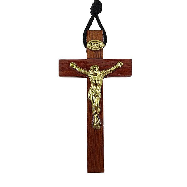 Crucifixo 7 cm com Cristo e Cordão - Pacote com 6 Peças - Cód.: 0410