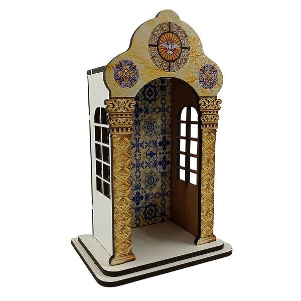 Capela estilo vitral em MDF - 13 cm - Divino Espírito Santo  - A Peça - Cód.: 8879