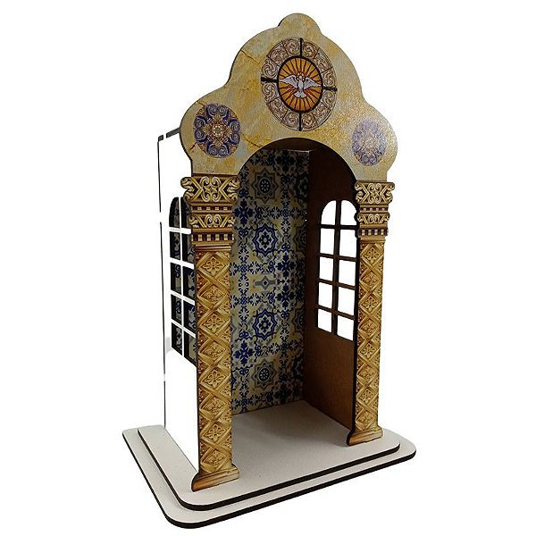 Capela estilo vitral em MDF - 23 cm - Divino Espírito Santo  - A Peça - Cód.: 8890