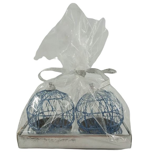 Bolas de Natal Aramadas - Azul - O Kit com duas peças - Cód.: 345