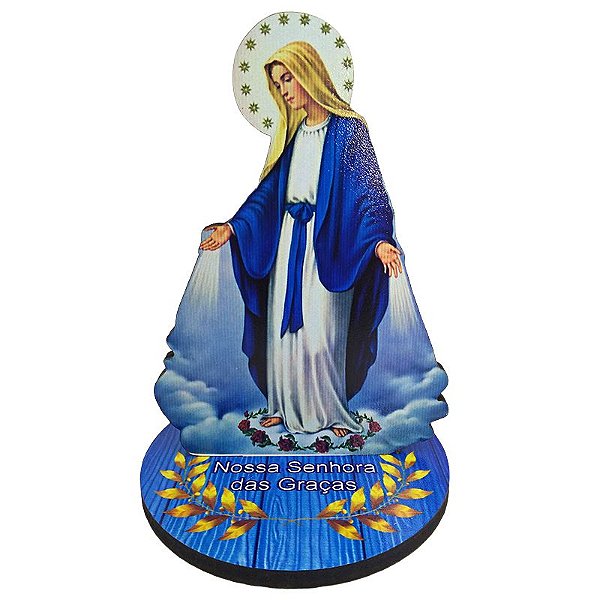 Enfeite de Mesa de Nossa Senhora das Graças, em MDF - 18 cm - A Peça - Cód.: 8826