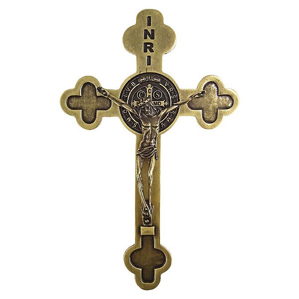Crucifixo em Metal - Cor Ouro Velho - 20 cm - A Peça - Cód.:  4527