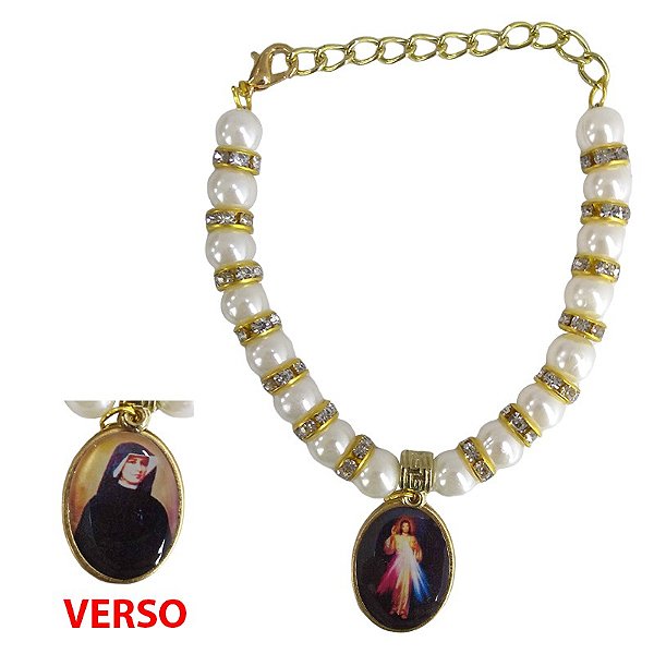 Pulseira Pérola de Jesus Misericordioso e Madre Faustina - O Pacote com 6 peças - Cód.: 7873
