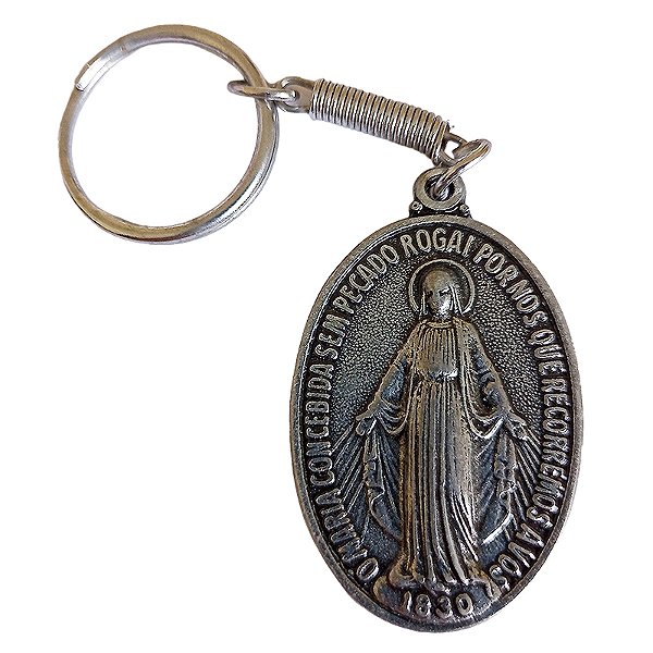 Chaveiro Medalha de Nossa Senhora das Graças em Metal - Pacote com 3 Peças - Cód.: 6593