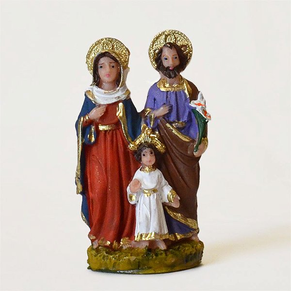 Imagem da Sagrada Família PP em resina 7 cm - Pacote com 3 peças - Cód.: 5045