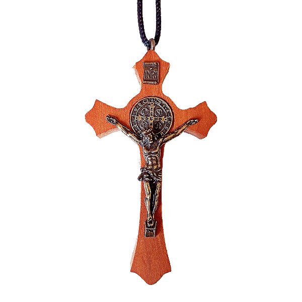 Cordão com Crucifixo e Medalha de São Bento - 9 cm - O Pacote com 6 Peças - Cód.: 8086