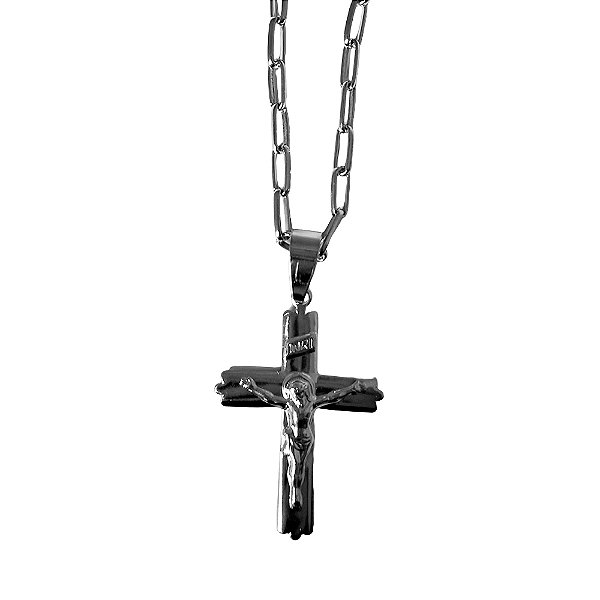 Crucifixo em Aço Inox com Corrente - A Peça - Cód.: 81-3741