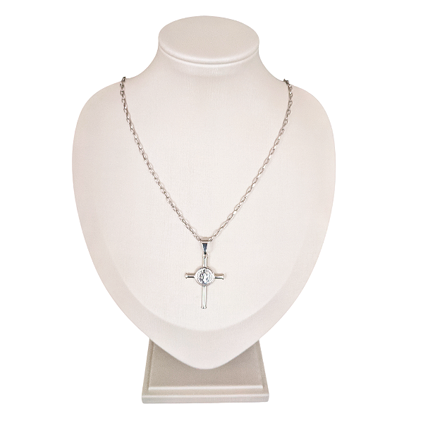 Colar em Aço Inox de Crucifixo com Medalha de São Bento - Pacote com 3 Peças - Cód.: 1403-4792