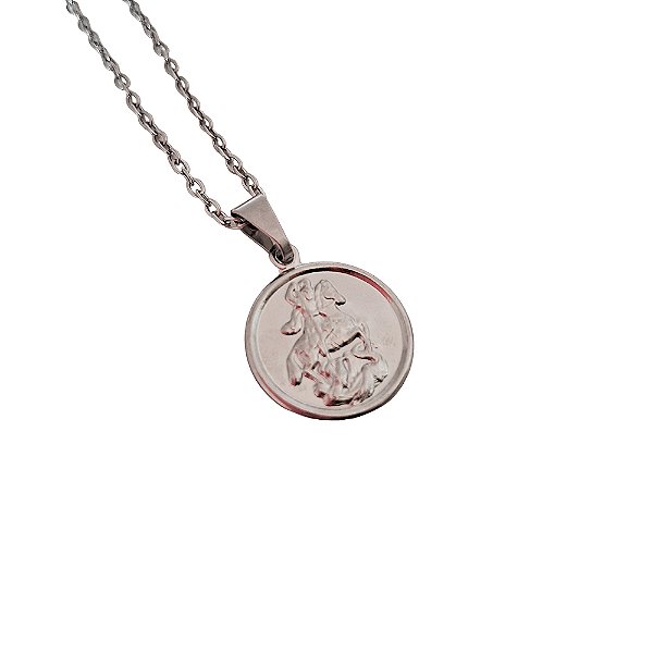 Colar em Aço Inox de Medalha de São Jorge - Pacote com 3 Peças - Cód.: 5081-3965