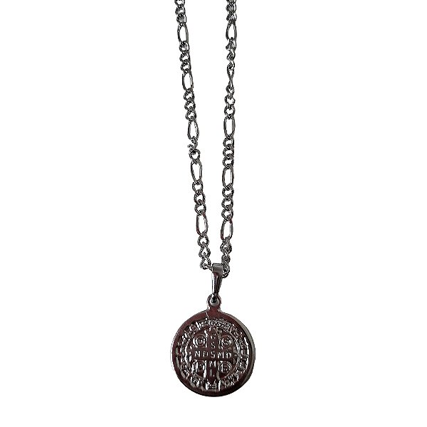Colar em Aço Inox de Medalha de São Bento - Pacote com 3 Peças - Cód.: 6066-3142