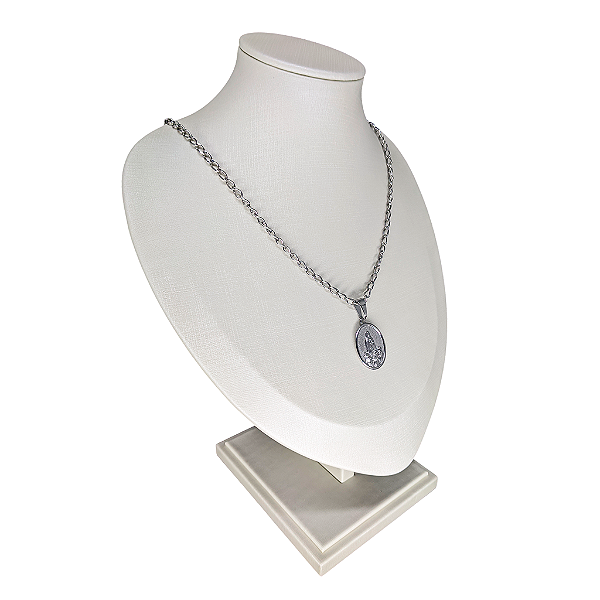 Colar em Aço Inox de Medalha de Nossa Senhora de Fátima - O Pacote com 3 Peças - Cód.: 6131-4789