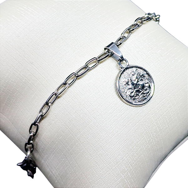 Pulseira em Aço Inox de São Jorge - Pacote com 3 Peças - Cód.: 6967-6301