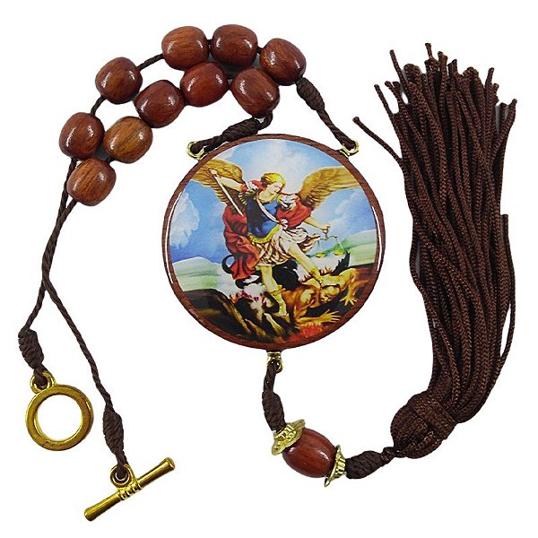 Medalhão em Madeira de São Miguel Arcanjo com Fecho - O pacote com 3 peças - Cód.: 0721
