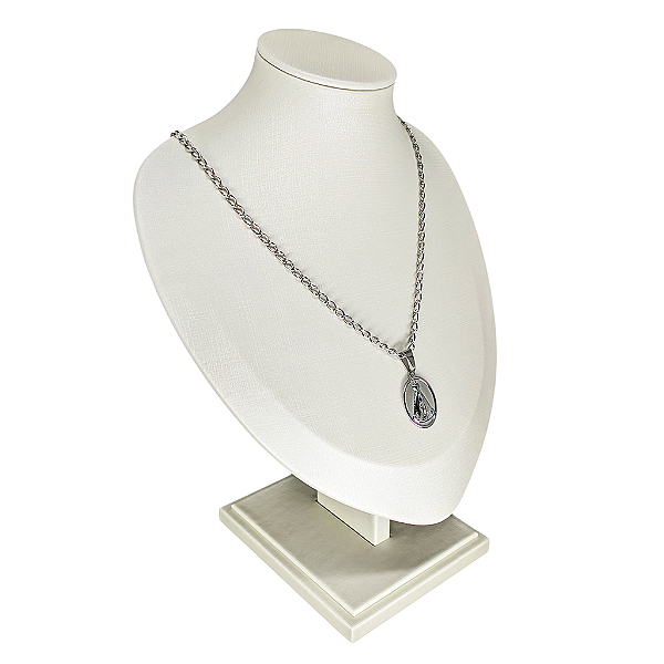 Colar em Aço Inox e Medalha de Nossa Senhora Aparecida - O Pacote com 3 Peças - Cód.: 4789-1042