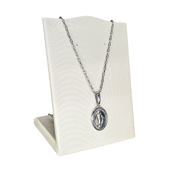 Colar em Aço Inox e Medalha Milagrosa de Nossa Senhora das Graças - O Pacote com 3 Peças - Cód.: 9232-2223