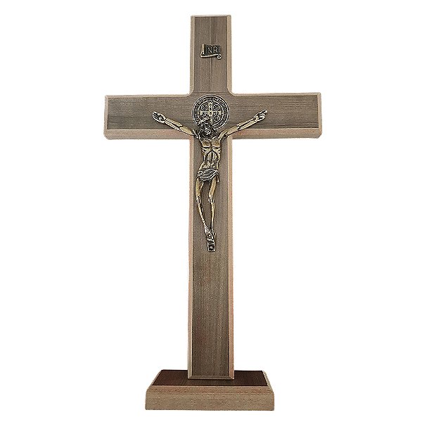 Cruz de Mesa e Parede em MDF com Medalha de São Bento - 32 cm - A Peça - Cód.: 9117