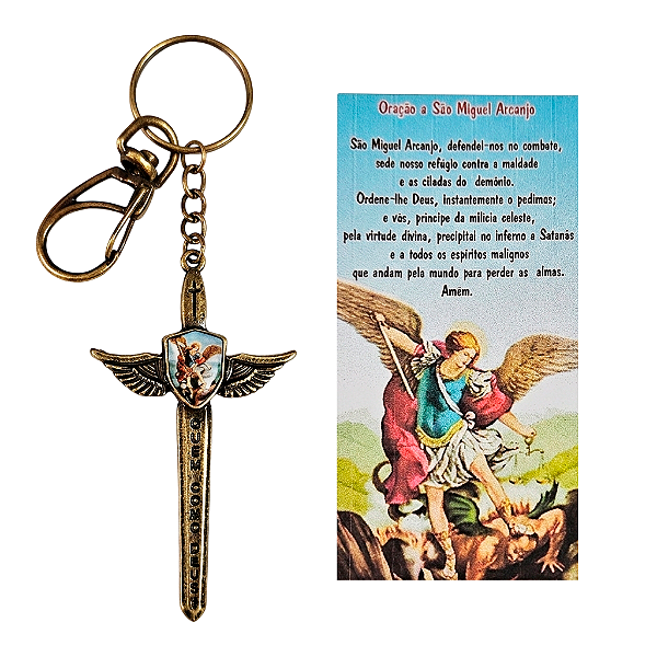 Chaveiro Espada de São Miguel Arcanjo em Metal - Pacote com 6 peças - Cód.: 8968