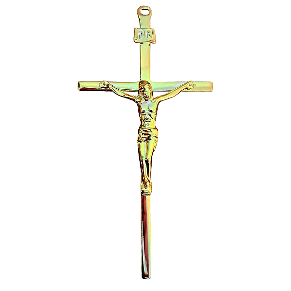 Cruz de Parede Dourada em Metal- 21 cm - A Peça - Cód.: 9149