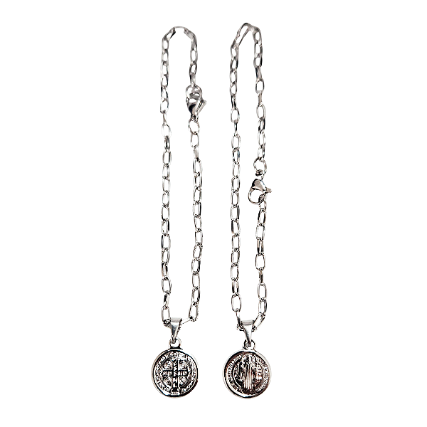 Pulseira Medalha de São Bento em Aço - 18cm - o Pacote com 3 Peças - Cod.: 6967 - 0968