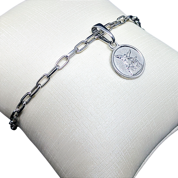 Pulseira em Aço com Medalha de São Miguel - 18cm - o Pacote com 3 Peças - Cod.: 6967 - 6304