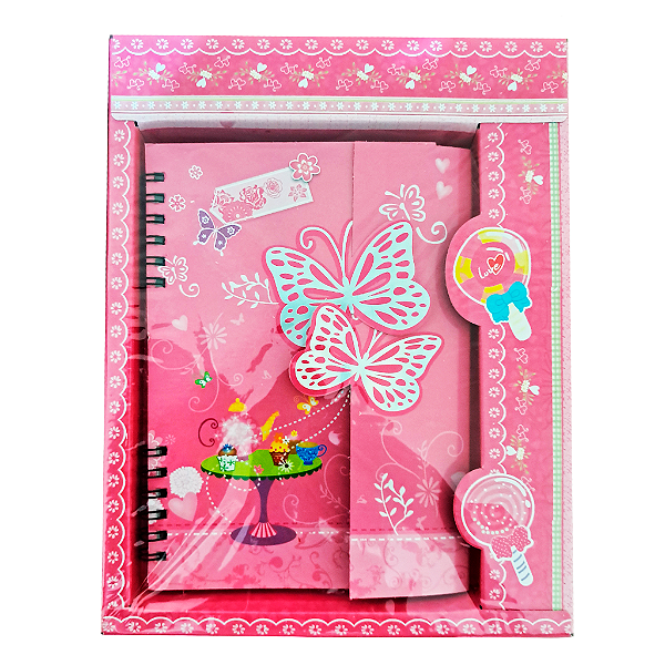 Diário Caderno Borboletas - O Pacote com 3 Peças - Código.: 7899085634612