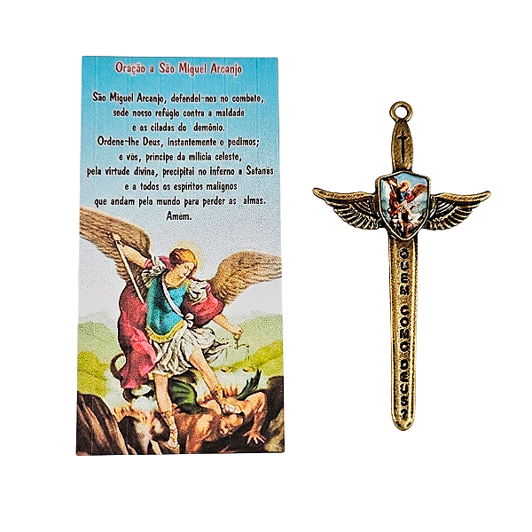 Pingente Espada de São Miguel Arcanjo em Metal - Pacote com 6 peças - Cód.: 8035