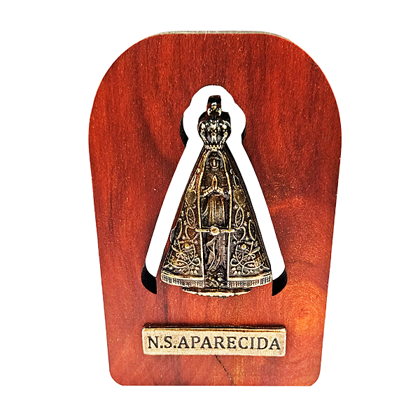 Adorno de Mesa de Nossa Senhora Aparecida em Madeira - A Peça - Cód.: 8294