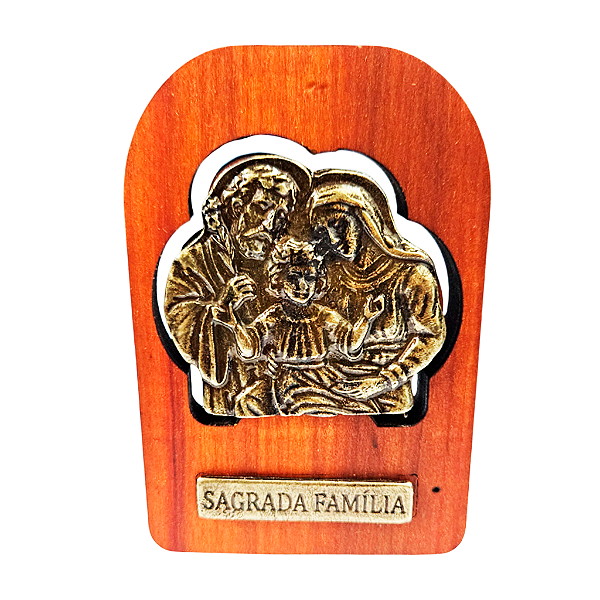 Adorno de Mesa da Sagrada Familia em Madeira - A Peça - Cód.: 8293