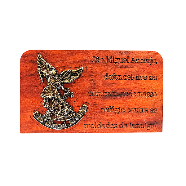 Adorno de Mesa de São Miguel Arcanjo em Madeira - A Peça - Cód.: 9965