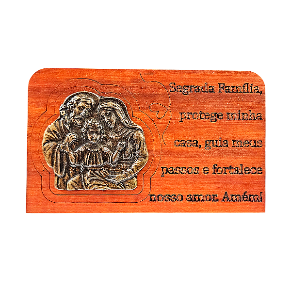 Adorno de Mesa da Sagrada Familia em Madeira - A Peça - Cód.: 9963