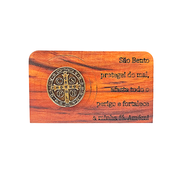 Adorno de Mesa Medalha de São Bento em Madeira - A Peça - Cód.: 9962