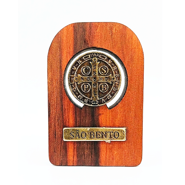 Adorno de Mesa Medalha de São Bento em Madeira - A Peça - Cód.: 8292