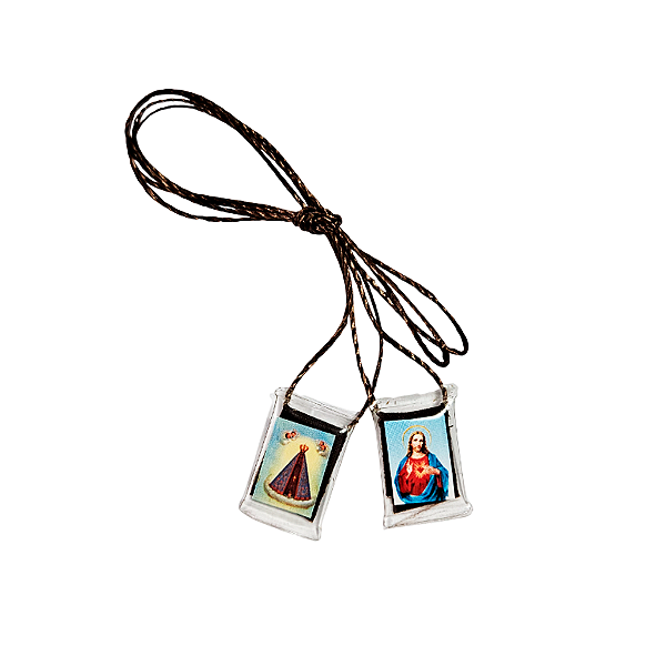 Escapulário de Sagrado Coração de Jesus e Nossa Senhora Aparecida - O Pacote com 25 Peças - Cód.: 1968