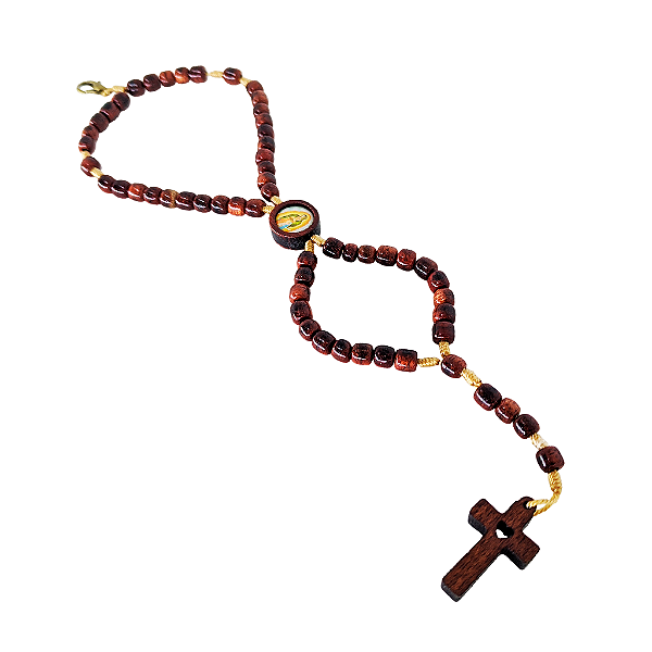 Terço Pulseira em Madeira de Nossa Senhora Guadalupe - O pacote com 6 Peças - Cód.: 1911