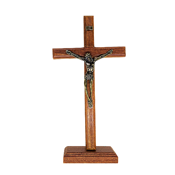 Cruz em Madeira Base Removível - 29 cm - A Peça - Cód.: 9174