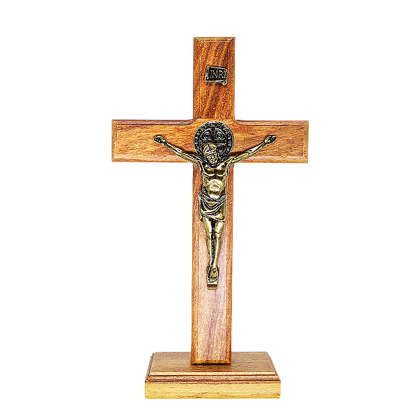Cruz de São Bento em Madeira Base Removível - 27 cm - A Peça - Cód.: 9153
