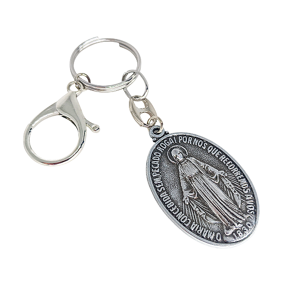 Chaveiro Medalha Nossa Senhora das Graças em Metal - O Pacote com 3 Peças - Cód.: 86