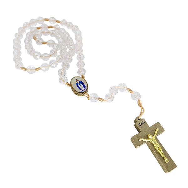 Terço Acrílico Entremeio Oval - Nossa Senhora das Graças e Coração de Jesus - O Pacote com 3 Peças - Cód.: 2120