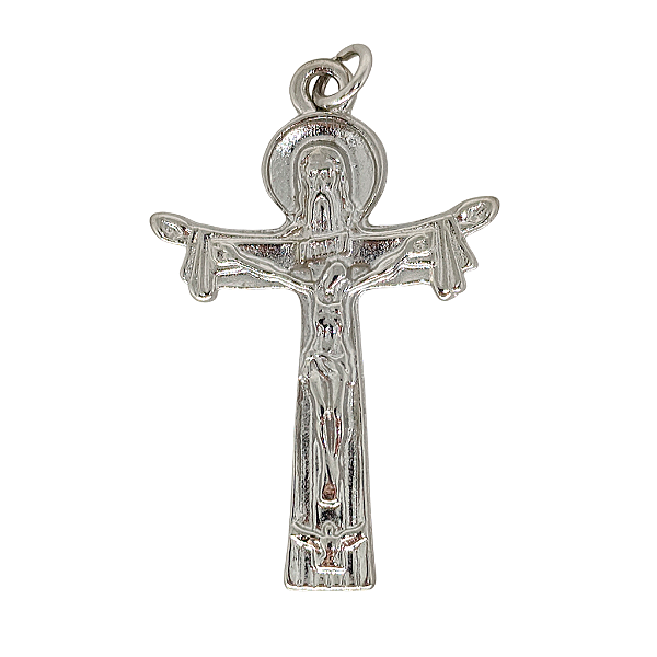 Pingente Crucifixo da Santíssima Trindade Banho Níquel - altura 4 cm - A Dúzia - Cód.: 8844