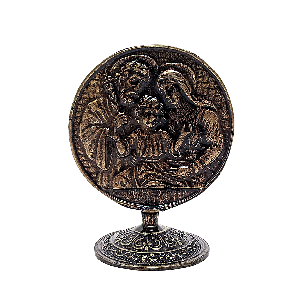 Placa de Mesa em Metal Sagrada Familia com Oração - O Pacote com 3 Peças - Cód.: 9224