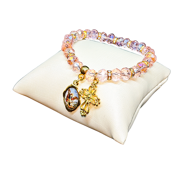 Pulseira Cristal de São Miguel Arcanjo com Folheto de Oração - O Pacote com 3 Peças - Cód.: 9812