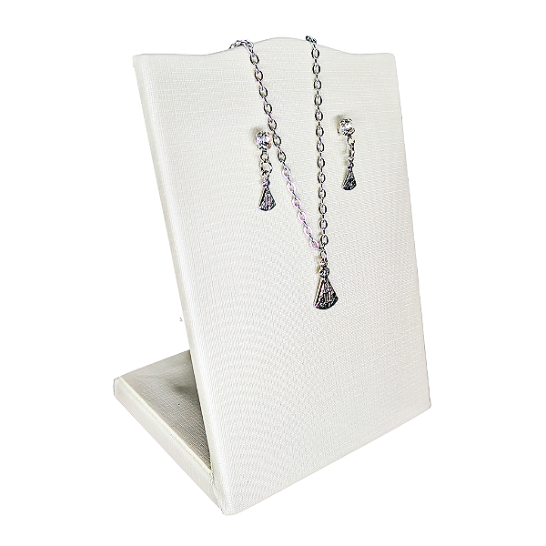 Conjunto Brincos e Colar de Nossa Senhora Aparecida em Aço Inox - O Pacote com 3 Peças - Cód.: 9868