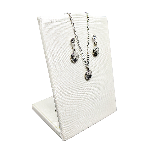 Conjunto Brincos e Colar Medalha de São Bento em Aço Inox - O Pacote com 3 Peças - Cód.: 9868