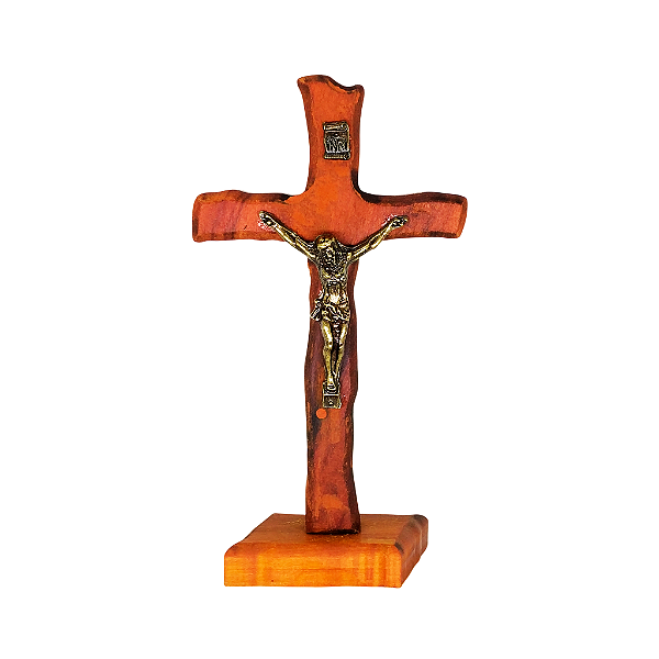 Cruz de Mesa Rustica em Madeira - 14 cm - O Pacote com 3 Peças - Cód.: 9847