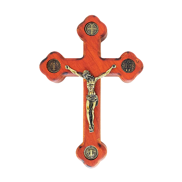Cruz de Parede de São Bento em Madeira - 19 cm - O Pacote com 3 Peças - Cód.: 9848