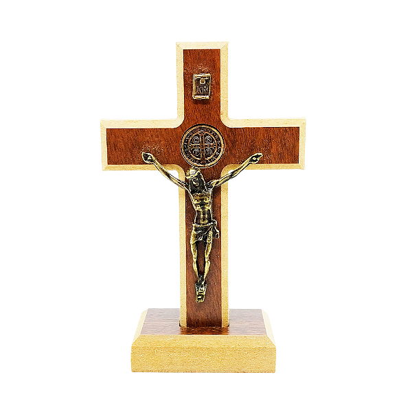 Cruz de Mesa ou Parede de São Bento em Madeira - 13,5 cm - O Pacote com 3 Peças - Cód.: 7226